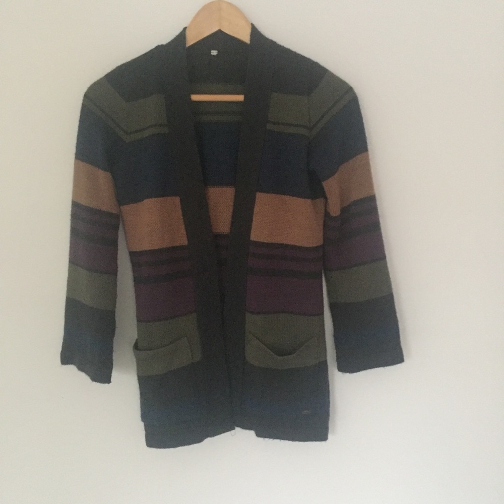 Striped 3/4 sleeve cardigan